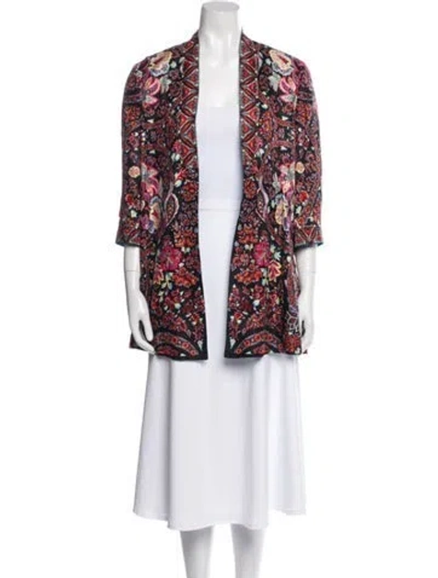 Pre-owned Etro Linen Printed Evening Jacket W/ Tags In Black