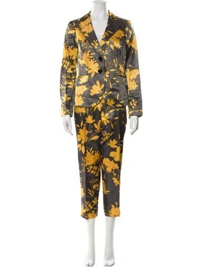 Pre-owned Etro Linen Printed Pantsuit In Gray