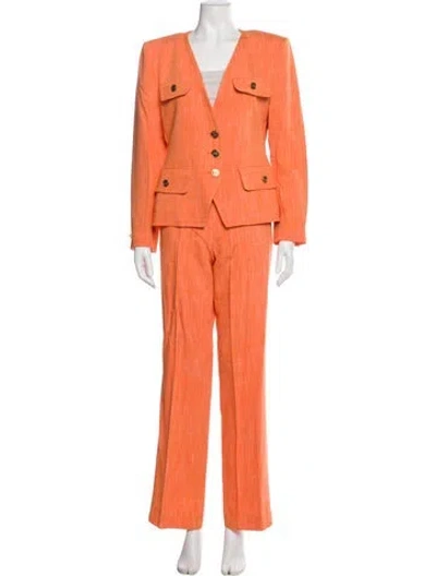 Pre-owned Etro Linen Printed Pantsuit In Orange