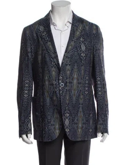 Pre-owned Etro Linen Printed Sport Coat In Blue