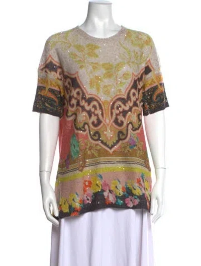 Pre-owned Etro Linen Printed Top In Neutrals