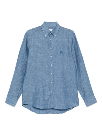 Etro Linen Shirts In Blue