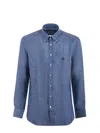 Etro , Linen Shirt With Pegaso, Man, Light Blue, Size 44