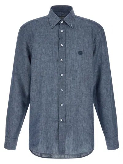 Etro Linen Shirt In Blue
