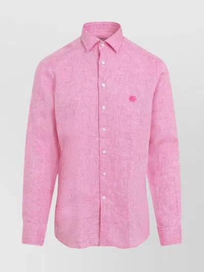 ETRO LINEN SHIRT POINTED COLLAR LOGO