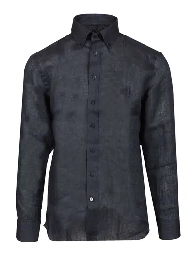 Etro Men Tailored Linen Shirt In Blue