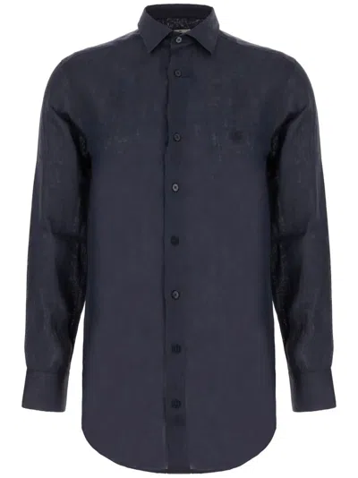 Etro Linen Shirt With Pegaso Embroidery