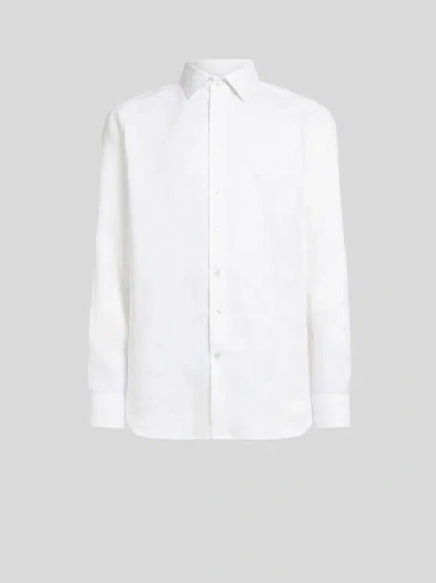 Etro Pegaso-embroidered Buttoned Shirt In White