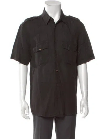 Pre-owned Etro Linen Short Sleeve Shirt In Blue