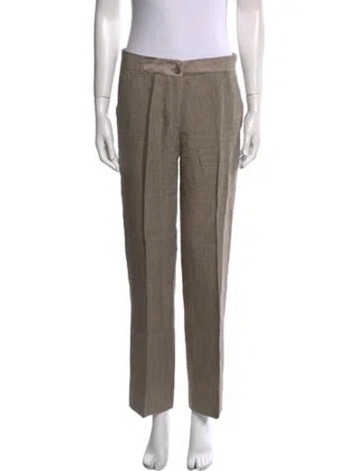 Pre-owned Etro Linen Straight Leg Pants In Gray