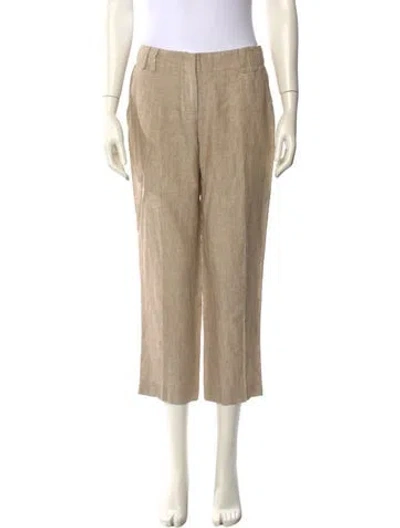 Pre-owned Etro Linen Straight Leg Pants In Neutral