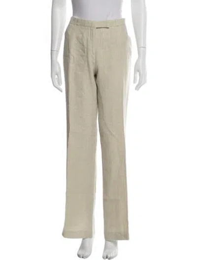 Pre-owned Etro Linen Straight Leg Pants In Neutral