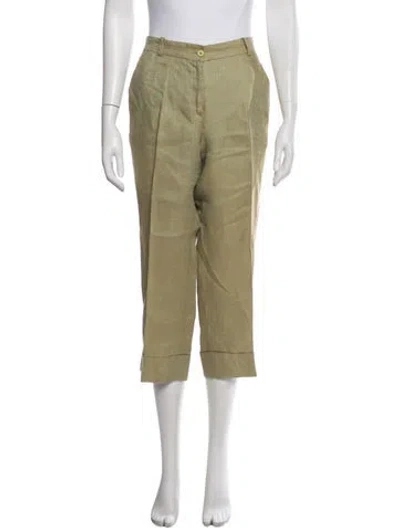Pre-owned Etro Linen Straight Leg Pants In Neutral