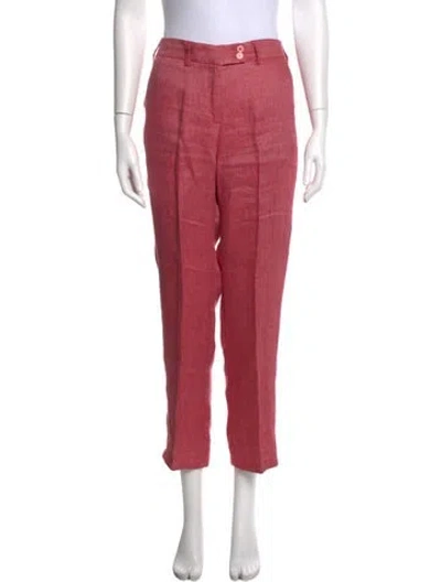 Pre-owned Etro Linen Straight Leg Pants In Pink