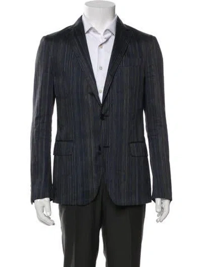 Pre-owned Etro Linen Striped Blazer In Blue