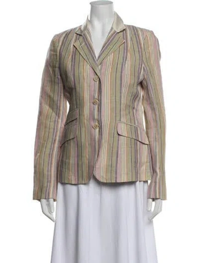 Pre-owned Etro Linen Striped Blazer In Neutrals