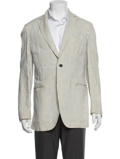 Pre-owned Etro Linen Striped Blazer In White