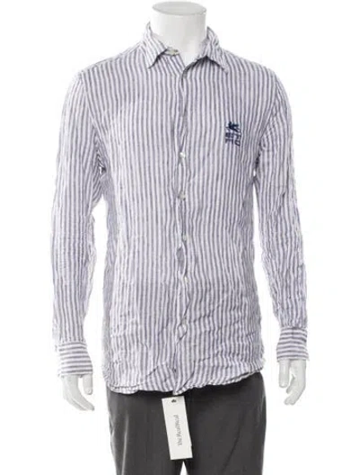 Pre-owned Etro Linen Striped Dress Shirt In Blue