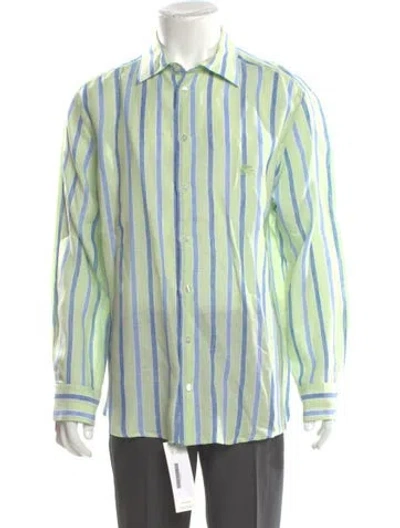 Pre-owned Etro Linen Striped Dress Shirt In Multi