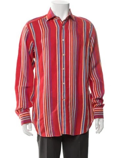 Pre-owned Etro Linen Striped Shirt In Red