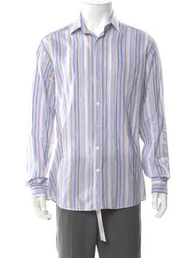 Pre-owned Etro Linen Striped Shirt In White