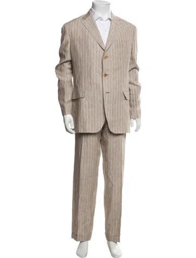 Pre-owned Etro Linen Striped Two-piece Suit In Neutrals