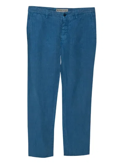 Pre-owned Etro Linen Tapered Trousers In Blue