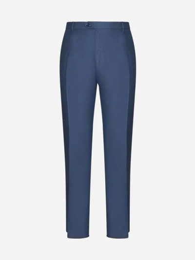 Etro Tapered Linen-blend Trousers In Sugar Paper