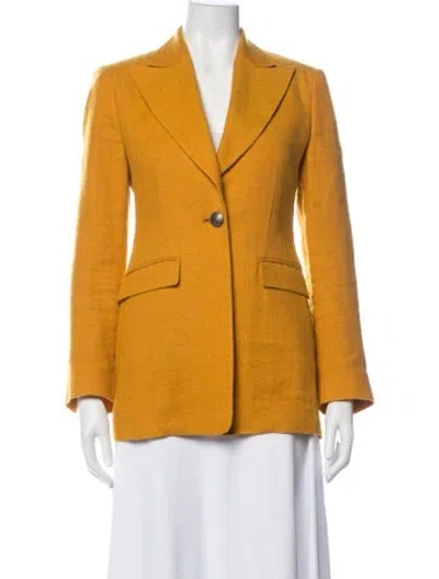 Pre-owned Etro Linen Tweed Pattern Blazer In Orange