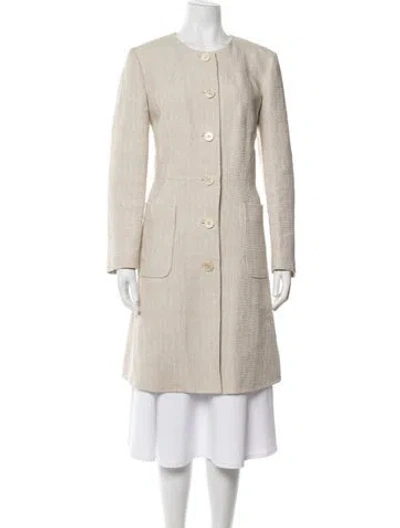 Pre-owned Etro Linen Tweed Pattern Coat In Neutrals