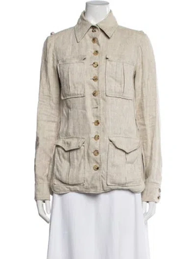 Pre-owned Etro Linen Utility Jacket In Neutrals