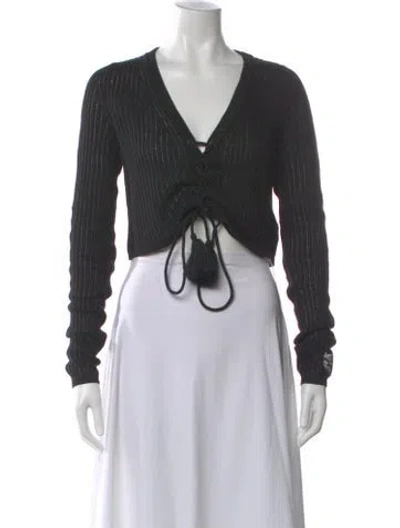 Pre-owned Etro Linen V-neck Crop Top In Gray