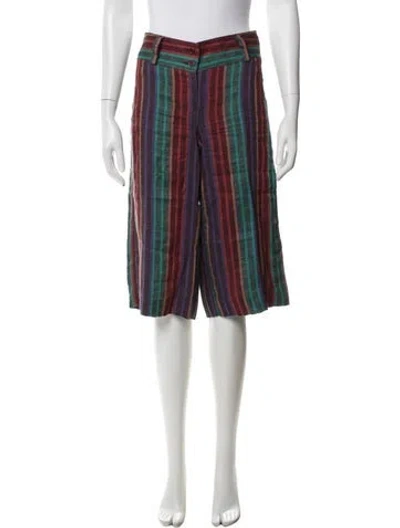 Pre-owned Etro Linen Wide Leg Pants In Black