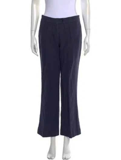 Pre-owned Etro Linen Wide Leg Pants In Blue