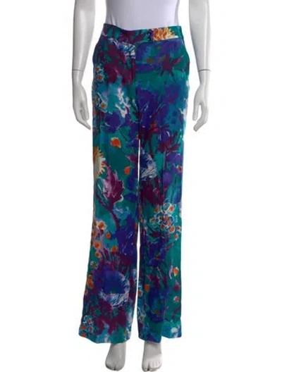 Pre-owned Etro Linen Wide Leg Pants In Blue