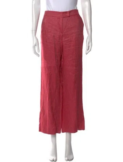 Pre-owned Etro Linen Wide Leg Pants In Burgundy
