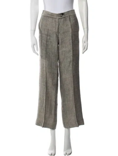 Pre-owned Etro Linen Wide Leg Pants In Grey