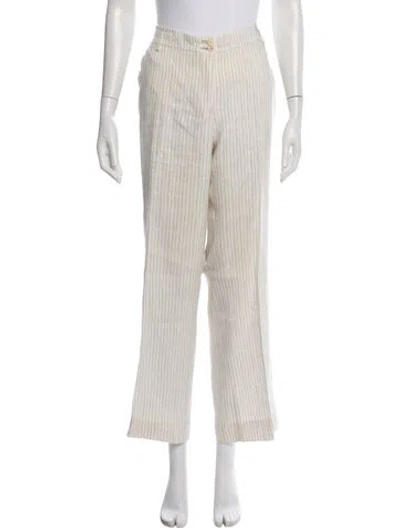 Pre-owned Etro Linen Wide Leg Pants In Neutral