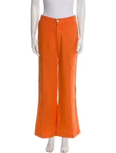 Pre-owned Etro Linen Wide Leg Pants In Orange