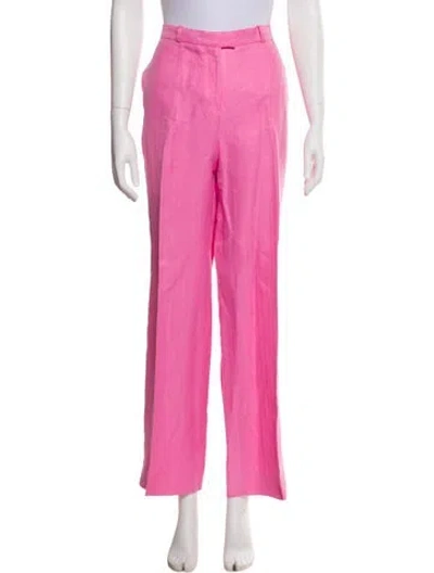 Pre-owned Etro Linen Wide Leg Pants In Pink