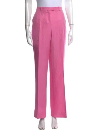 Pre-owned Etro Linen Wide Leg Pants In Pink