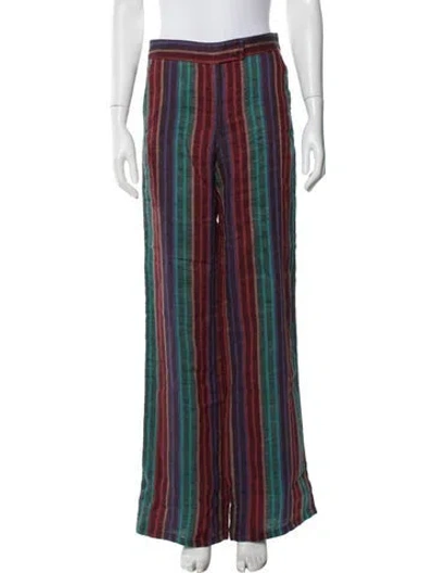 Pre-owned Etro Linen Wide Leg Pants In Red