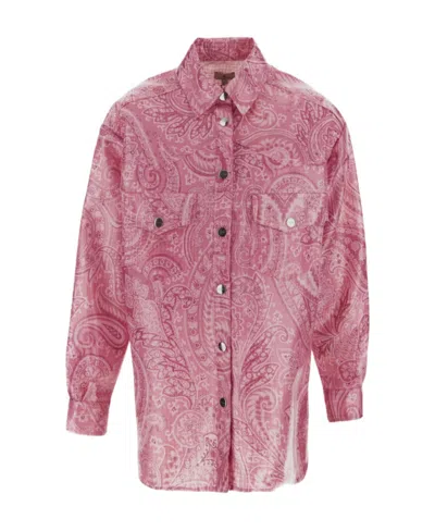 Etro Liquid Paisley Shirt Jacket In Pink