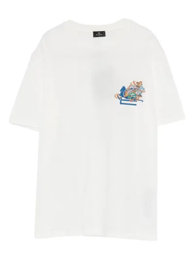 Etro T-shirt With Embroidered Logo In White