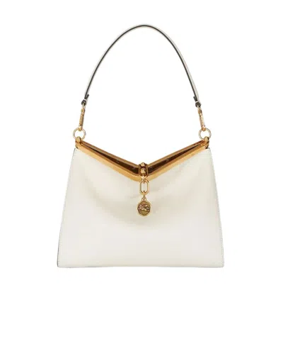 Etro Log Charm Medium Vela Shoulder Bag In White
