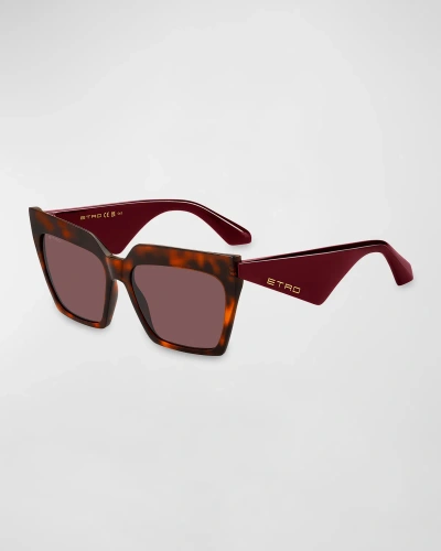 Etro Logo Acetate Butterfly Sunglasses In Red