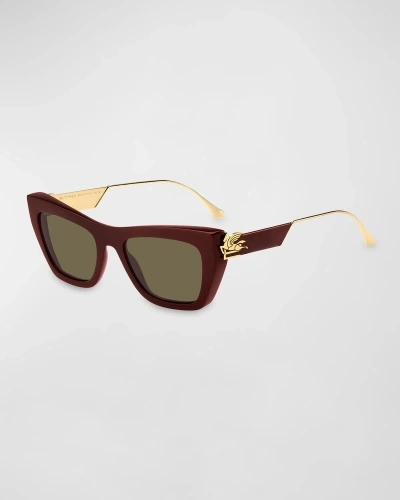 Etro Logo Acetate Cat-eye Sunglasses In Burgundy