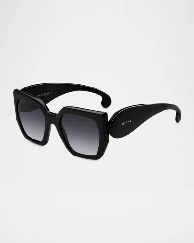 Etro Logo Acetate Square Sunglasses In Black