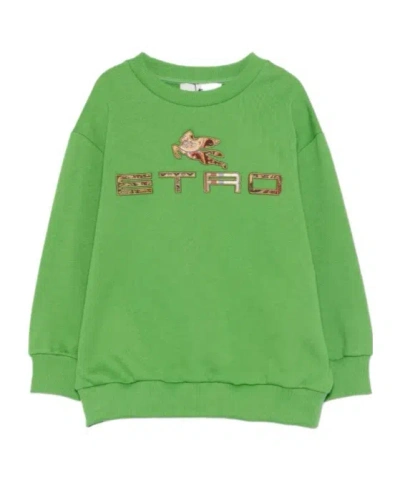 Etro Kids' Logo Applique Sweatshirt In Green