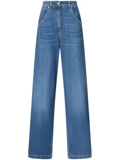 Etro Logo-appliqué Wide-leg Jeans In Blue